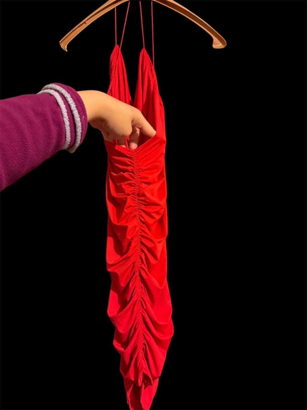 Red Ruched Dress - Picture 2 of 5